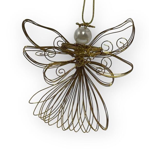 Vintage Avon Radiant Angel Golden Wire Faux Pearl Christmas Ornament 1997 - Picture 1 of 5